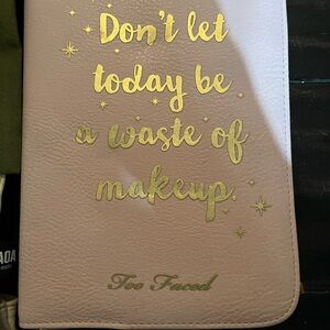 Too Faced Makeup Bag in Gold and Cream